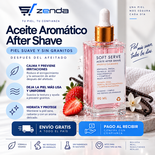 Zenda Care™ — Aceite Calmante After Shave de Fresa y Vainilla