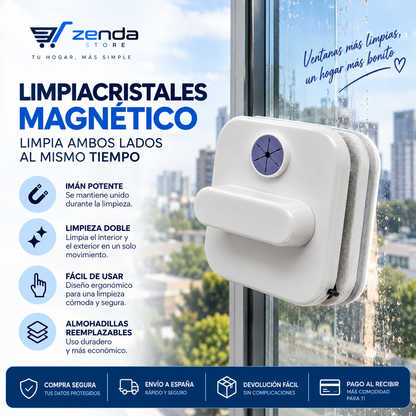 Zenda Cristal™ — Limpiacristales Magnético Doble Cara